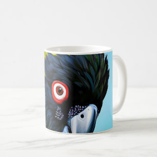 Black cockatoo with yellow feathers coffee mug