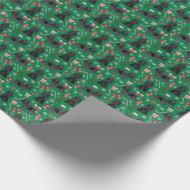 Black Cocker Spaniel dog christmas Wrapping Paper (Corner)