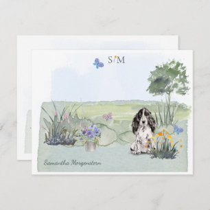 Black Cocker Spaniel Dog Monogram and Name   Card