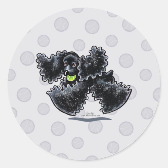 Black Cocker Spaniel Play Classic Round Sticker (Front)