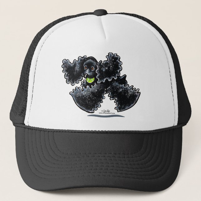 Black Cocker Spaniel Play Trucker Hat (Front)