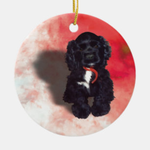 Black Cocker Spaniel Puppy - Abby Ceramic Tree Decoration