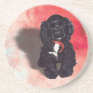 Black Cocker Spaniel Puppy - Abby Coaster