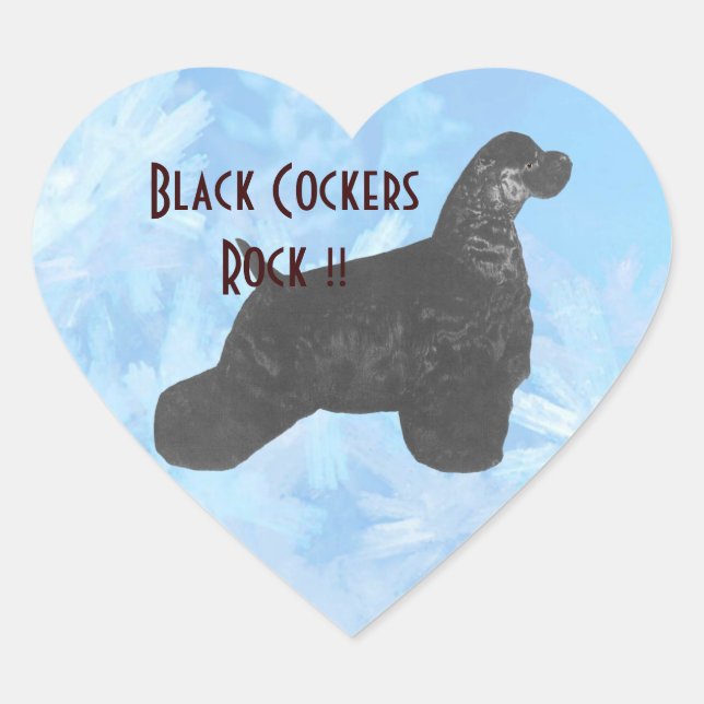 Black Cockers Rock !! Heart Sticker (Front)