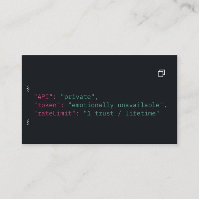 Black Coder Quote Business Card – Customisable (Front)