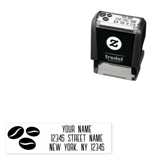 Black coffee beans custom return address  self-inking stamp (In Situ)