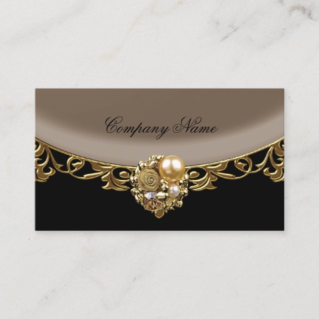 Black Coffee Brown Gold Elegant Boutique Profile Business Card (Front)