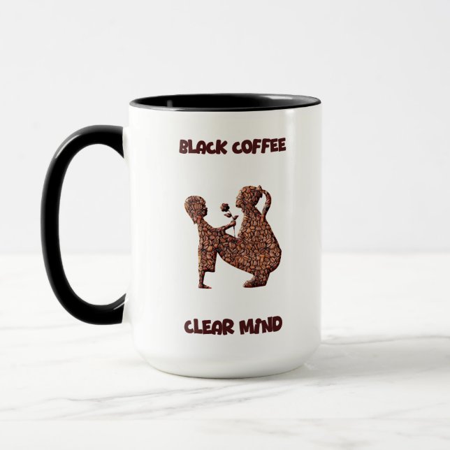  	Black Coffee Clear Mind Mug – Coffee Beans Art C (Left)