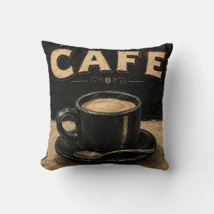 Black Coffee Minimalist Vintage Coffee Lover  Cushion