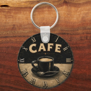Black Coffee Minimalist Vintage Coffee Lover  Key Ring