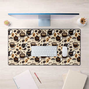 Black Coffee Oil Paint Pattern Desk Mat