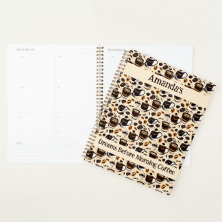 Black Coffee Oil Paint Pattern Personalised  Planner