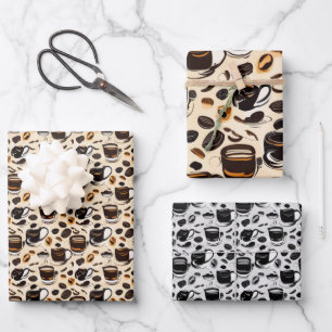 Black Coffee Oil Paint Pattern Personalized  Wrapping Paper Sheet