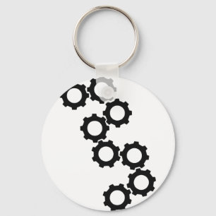 black cogwheels icon key ring