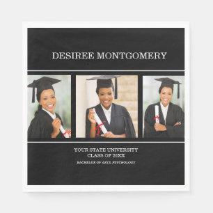 Black College University 3 Photo Graduation Napkin