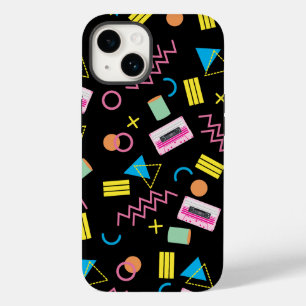 Black Colorful Eighties 80's Retro Pattern Case-Mate iPhone 14 Case