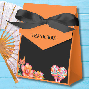 Black Colorful Floral Fiesta Mexican Wedding Favour Box