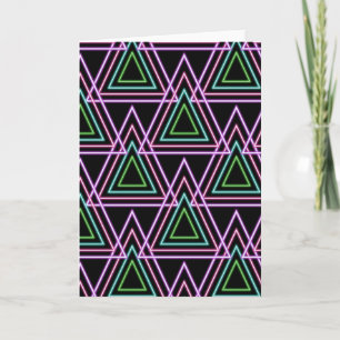 Black Colorful Retro 80's Neon Geometric Triangles Card