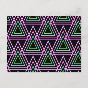 Black Colorful Retro 80's Neon Geometric Triangles Postcard