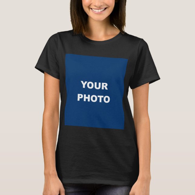 Black Colour Add Your Image Photo Picture Logo T-Shirt (Front)