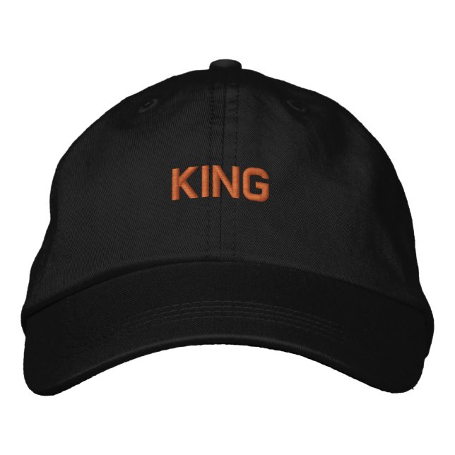 Black Colour Handsome-Hat King Text Name Cool Embroidered Hat (Front)