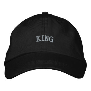 Black Colour KING Text Name Embroidered Hat