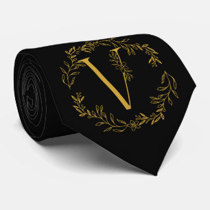Black Colour Monogrammed Groomsmen Tie
