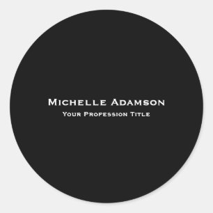 Black Colour Professional Plain Modern Classic Round Sticker