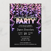 Black Colour Streamers SURPRISE BIRTHDAY PARTY
