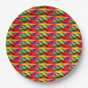 Black colour with art design in the middle paper plate