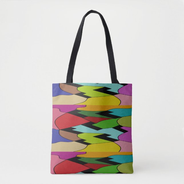 Black colour with art design in the middle         tote bag (Front)