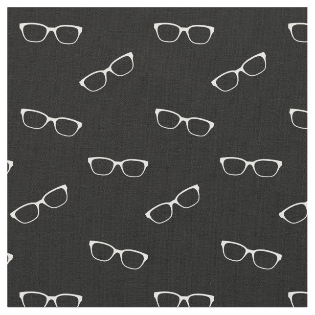 Black Coloured Fabric  With Eyeglasses Print (Close Up)