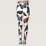 Black Colourful Butterflies Watercolor Pattern Leggings<br><div class="desc">This modern, artsy, and cool pattern is perfect for the trendy and stylish woman. It features a hand-painted colourful neon (pink, blue, green, yellow, orange, teal) watercolor and black butterfly pattern on top of a simple white background. It's girly, elegant, bohemian, and pretty. ***IMPORTANT DESIGN NOTE: For any custom design...</div>