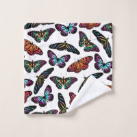 Black Colourful Butterflies Watercolor Pattern