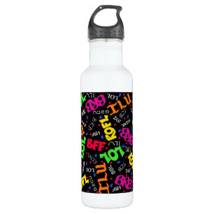 Black Colourful Electronic Texting Art 710 Ml Water Bottle