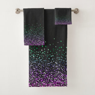 Black Colourful Glitter Accent Bath Towel Set