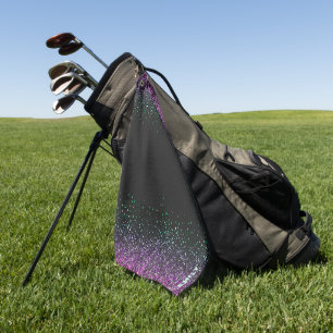Black Colourful Glitter Accent Golf Towel
