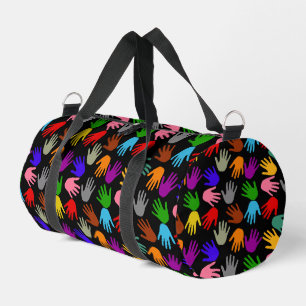 Black Colourful Handprint Pattern Design Duffle Bag