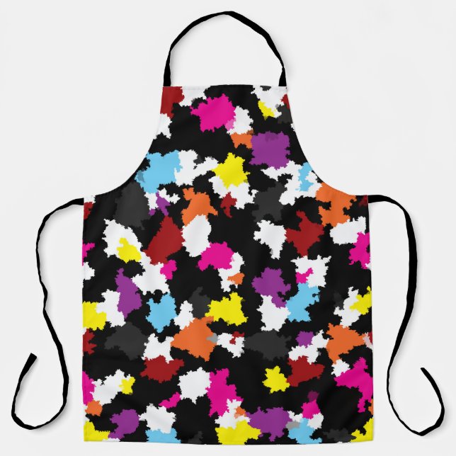 Black Colourful Irregular Abstract Apron (Front)