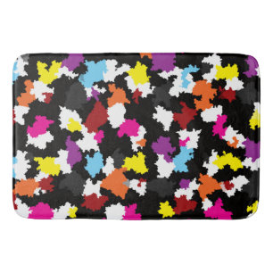 Black Colourful Irregular Abstract Bath Mat