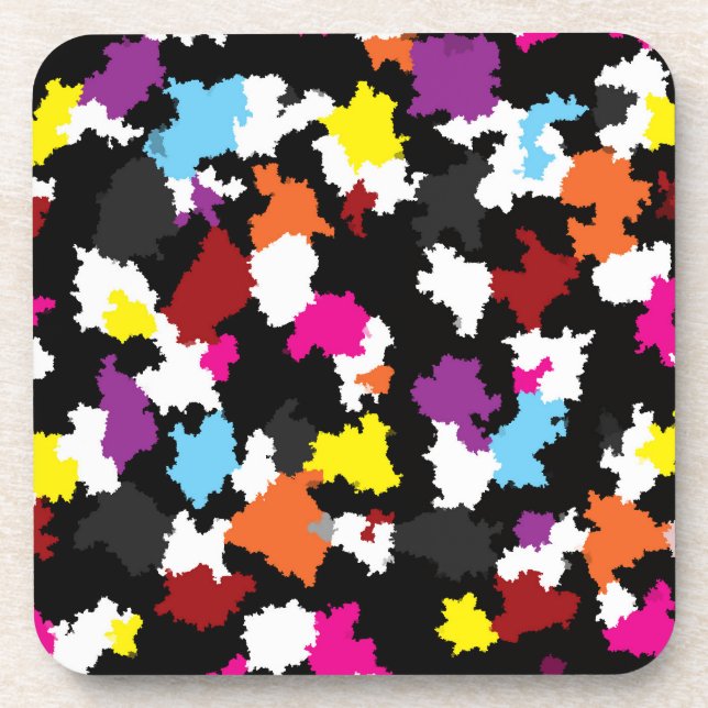 Black Colourful Irregular Abstract Coaster (Front)
