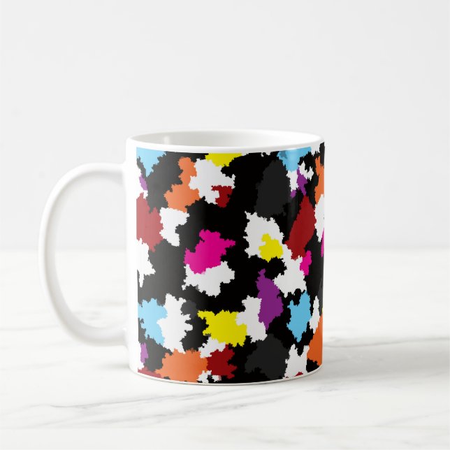 Black Colourful Irregular Abstract Coffee Mug (Left)