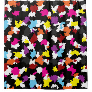 Black Colourful Irregular Abstract Shower Curtain