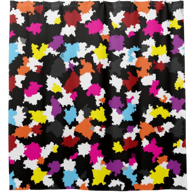 Black Colourful Irregular Abstract Shower Curtain (Front)