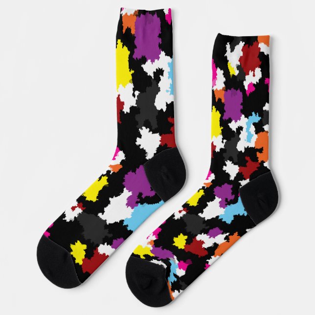 Black Colourful Irregular Abstract Socks (Left)