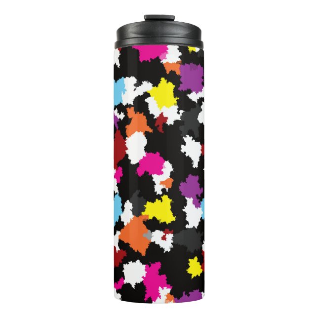 Black Colourful Irregular Abstract Thermal Tumbler (Front)