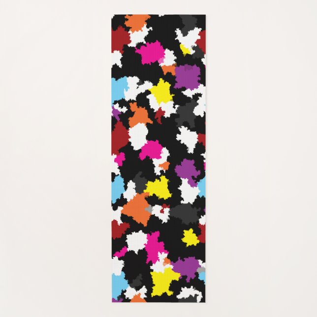 Black Colourful Irregular Abstract Yoga Mat (Front)
