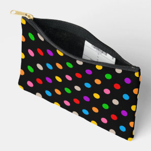 Black Colourful Rainbow Polka Dots Design  Accessory Pouch