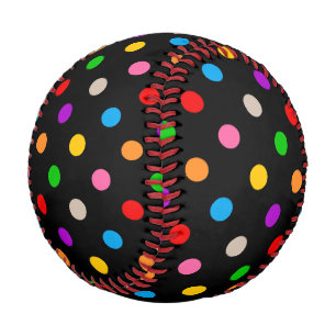 Black Colourful Rainbow Polka Dots Design Baseball