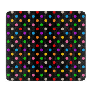 Black Colourful Rainbow Polka Dots Design  Cutting Board
